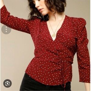 Rouje Wrap Puff-Sleeve Blouse